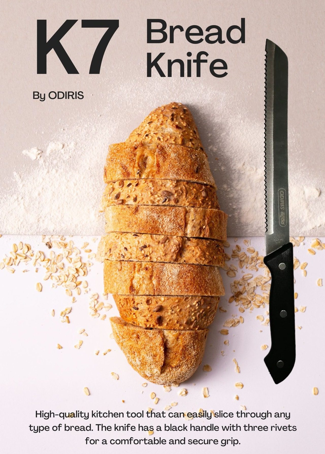 Odiris K7 serrated bread knife with stainless steel blade Sri Lanka