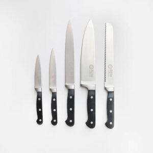 Odiris 5-piece kitchen knife set with stainless steel blades and black handles